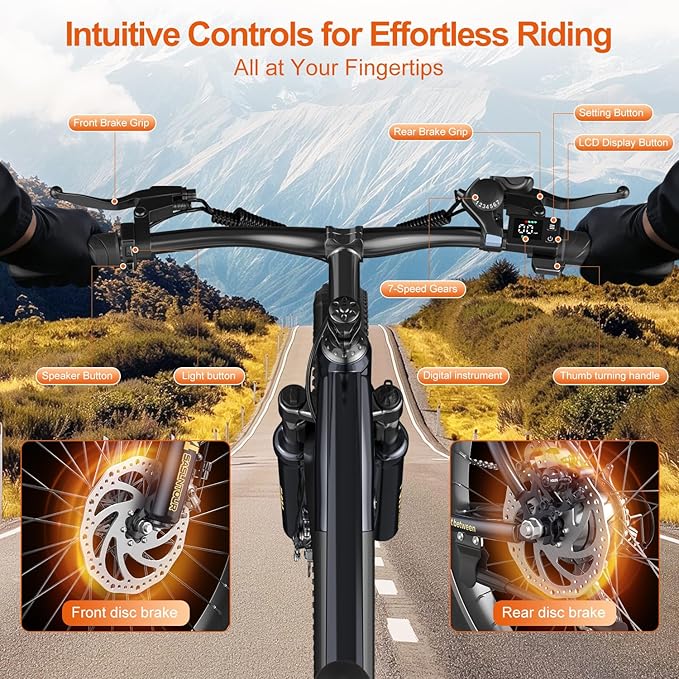 Electric Bike for Adults, 800/1500/2500W Peak Motor Ebike, 48V Removable Battery, 30-120 Miles PAS Range, 20-28MPH, 14"/20"/26" All-Terrain Electric Bicycles for Commuute Road Sand Mountain