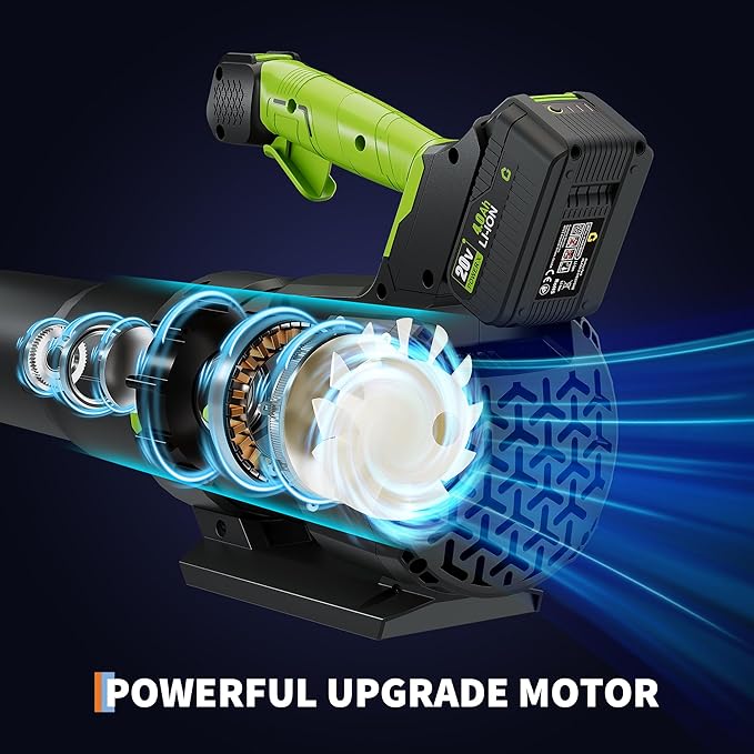 Electric Leaf Blower, 650CFM & 200MPH, Cordless Leaf Blower with 4.0Ah Battery, 20V Blowers Cordless, Lightweight Battery Blowers for Lawn, Patio, Yard, Garden, Outdoor