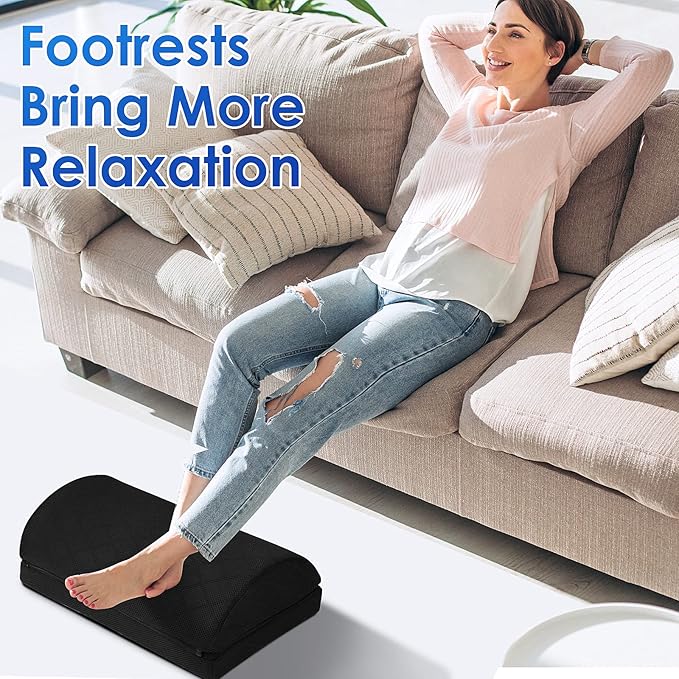 Foot Rest,Desk & Gaming Accessories,Foot Rest for Under Desk at Work,Comfortable Footrest with 2 Adjustable Heights & Removable Cover, Office Desk Accessories（Black-20 in）