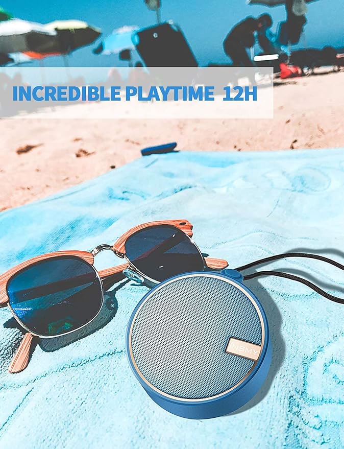 INSMY C12 IPX7 Waterproof Shower Bluetooth Speaker, Portable Small Speaker, Speakers Bluetooth Wireless Loud Clear Sound Support TF CSuard ction Cup for Outdoor Kayak Canoe Beach Gift (Navy)
