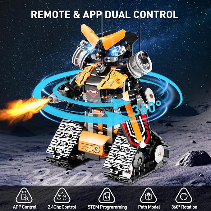 STEM Building Toys for Kids 6-12, 5in1 Remote & APP Controlled STEM Robot Car Tank Building Kit, 600 Pcs DIY Educational Building Blocks Set for Kids Science Learning, Boys Girls Birthday Gifts Ideas