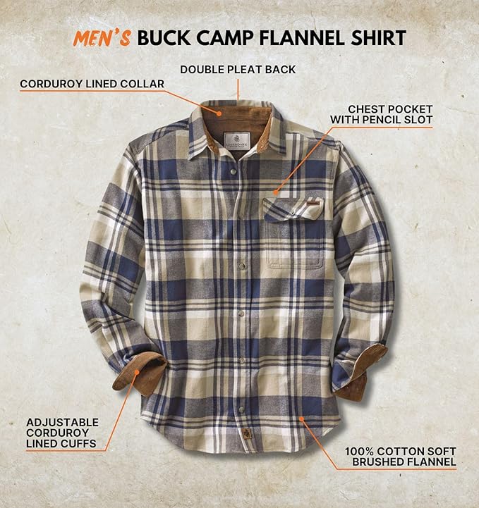 Legendary Whitetails Men's Flannel Shirt Long Sleeve Button Down 100% Cotton