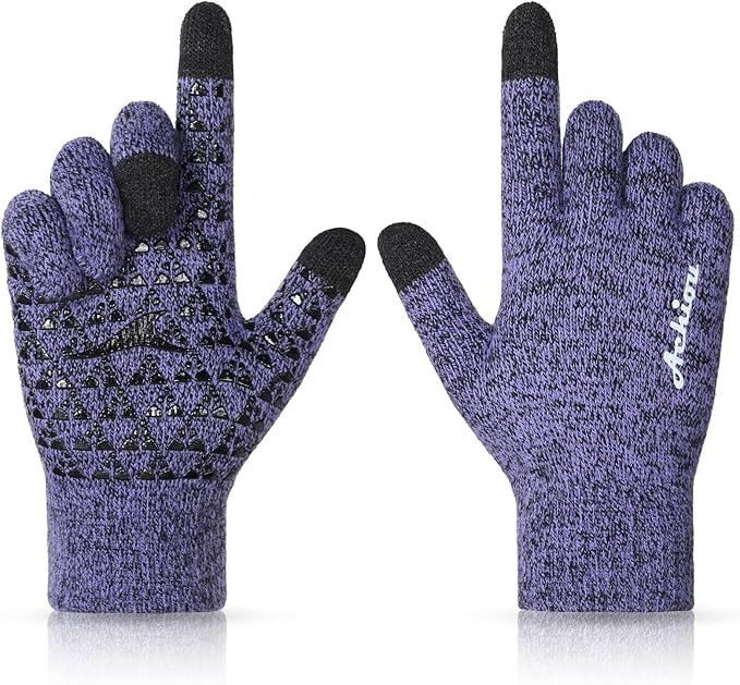 Achiou Winter Gloves, Glove for Men Women, Upgraded Touch Screen Texting Warm Running with Thermal Soft Knit Lining