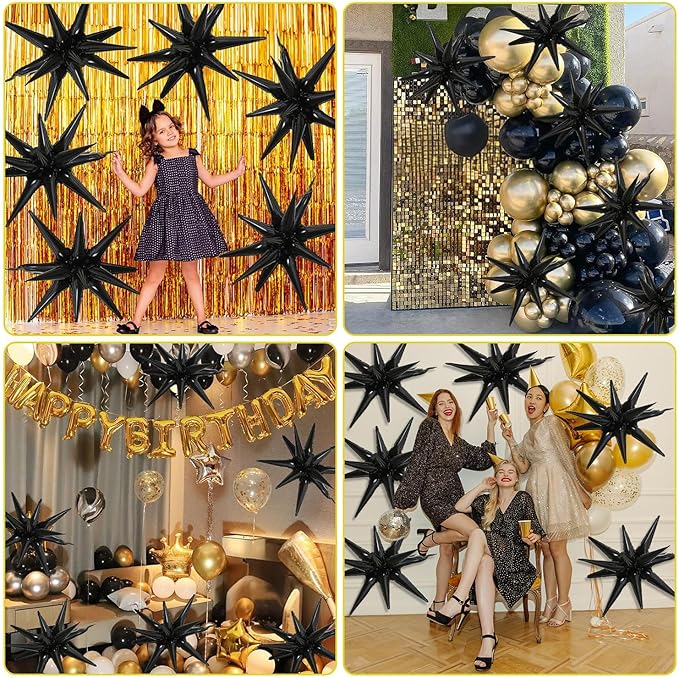 6PCS Star Balloons, 22Inch Large Black Star Balloon Foil Balloons Party Balloon for Birthday Graduation Wedding Anniversary Party Backdrops Decorations