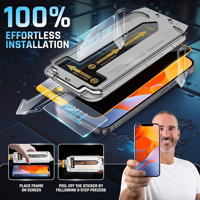 TEMPRTEK+ 2 Pack for iPhone 13Pro Max/14 Plus Privacy Screen Protector Privacy 9H Military Grade Scratch Fingerprint Resistance Anti-Glare Shatterproof Tempered Glass Anti-Spy Easy Installation Bubble Free