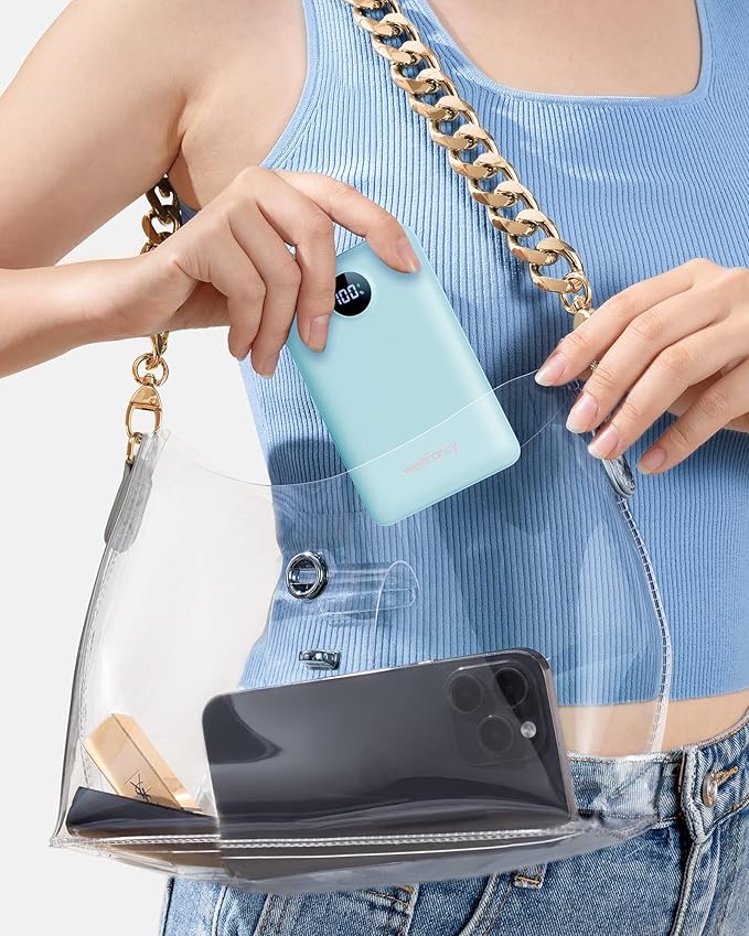 Mini Portable Charger with Built-in Cables 22.5W Fast Charging Power Bank USB-C Small Battery Pack 10000mAh Travel Essential Slim Battery for iPhone 17/16/15/14, Samsung 25/24, and More