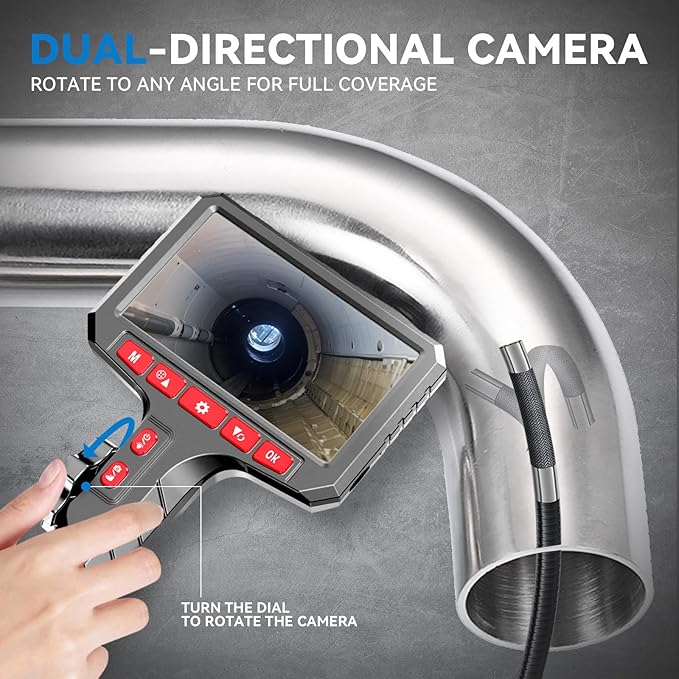 360° Flexible Eorescopes Camera with Light, Inspection Endoscope, 0.24-inch Probe Scope Cameras, 5-inch Display Snake Camera,Borescopes for Automotive Inspection and Machinery Maintenanc, 5ft
