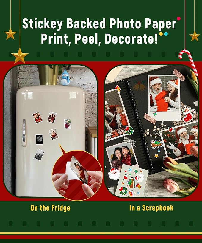 Liene 2x3” Photo Printer, Mini Instant Portable Color Mono Picture Printer Bundle 50 Zink Adhesive Paper, Bluetooth 5.0, Compatible w/iOS & Android, Small Phone Sticker for iPhone, Smartphone, White