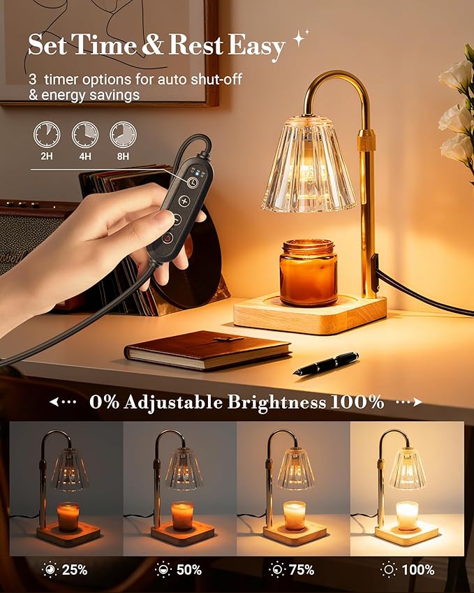 Marycele Candle Warmer Lamp with Timer Dimmer for Yankee Candles Adjustable Height, Birthday Gifts for Women Mom Sister, Wax Candle Lamp Warmer Vintage Farmhouse Home Decor