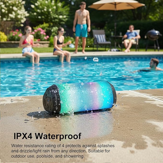 Bluetooth Speaker with Lights, Portable Wireless, Powerful Stereo Sound, IPX4 Waterproof, Up to 24H Playtime, TWS Surround Pair, BT5.3,for Home/Outdoor/Party/Camping, Electronic Gadgets, Birthday Gift