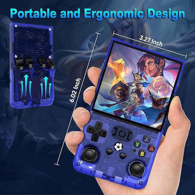 R36MAX Retro Handheld Game Console with Gift Card & Premium Bag, 4.0 Inch IPS Screen, 21,000+ Classic Game, Portable Linux System, 4000mAh Battery Retro Gaming Console (Blue Set)
