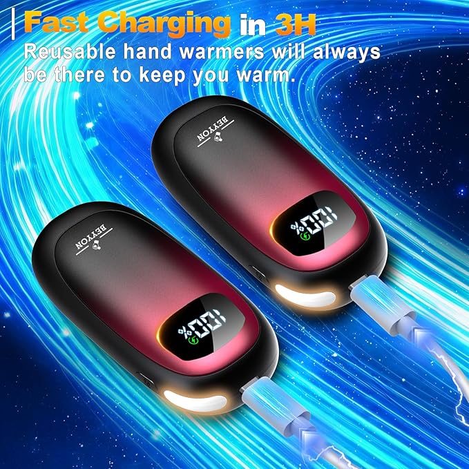 Hand Warmers Rechargeable-Electric Hand Warmers, Max 16 Hrs Warmth Up to 127℉, LED Display & Flashlight, Dual-Side Heating Portable Heater for Golf Hunting Camping for Men Women, Valentine's Day Gifts