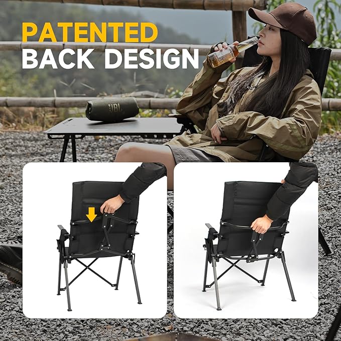 Folding Camping Chair, Portable Outdoor Lawn Chairs for Adults Heavy Duty for Beach, Fishing,Picnic,Concert Sports, Collapsible Camp Chairs