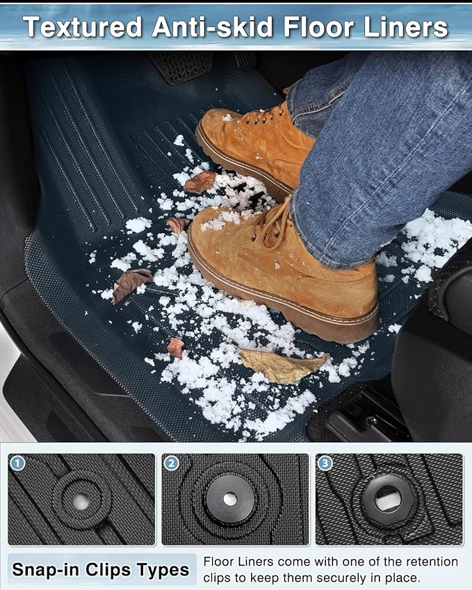 Mixsuper Liner Floor Mats for BMW X5 2019-2025, All Weather Floor Liners for X5 Accessories Durable 1st and 2nd Row Set Black