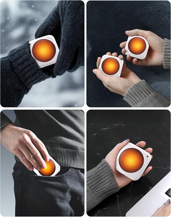 Lerat Hand Warmers Rechargeable, 2 Pack Electric Hand Warmers, Reusable Portable Pocket Heater