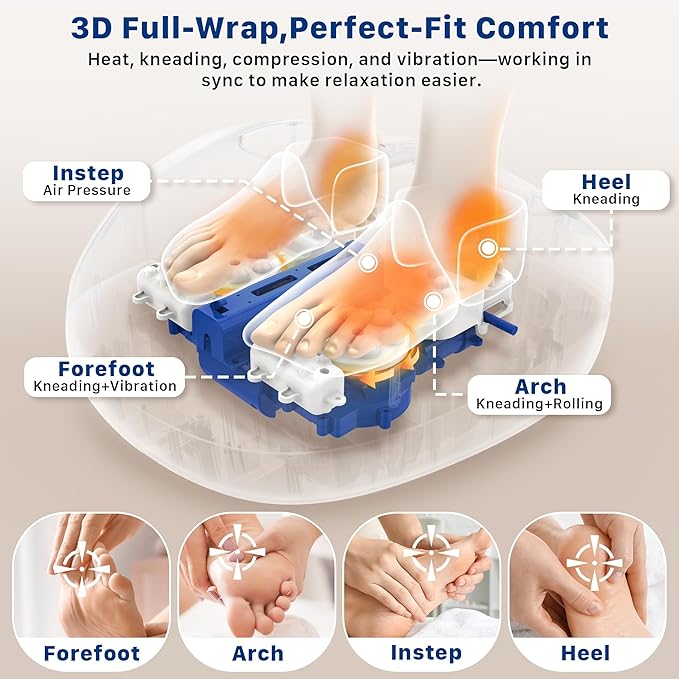 Foot Massager Machine with Heat : Deep Kneading Shiatsu Foot Massager with Vibration & Compression for Plantar Fasciitis & Neuropathy - for Women & Men,Relax for Office Home Use