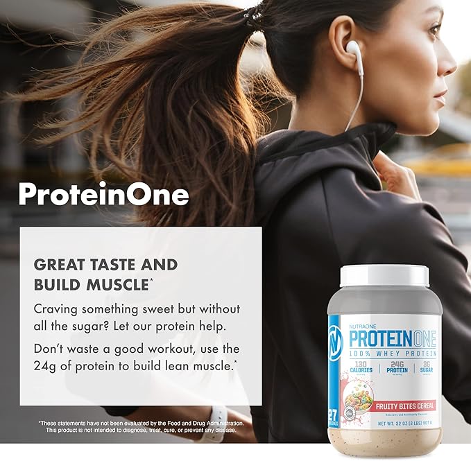 NutraOne ProteinOne Whey Protein Promote Recovery and Build Muscle with a Protein Shake Powder for Men & Women (Mint Chip Ice Cream, 2 LB)