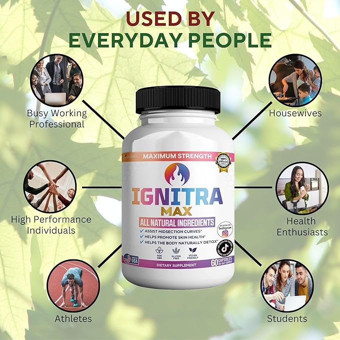Ignitra Max Dietary Supplement, 60 Capsules, Natural Detox Support, Vegan Friendly, Non-GMO, Gluten Free, 30 Day Supply (3)