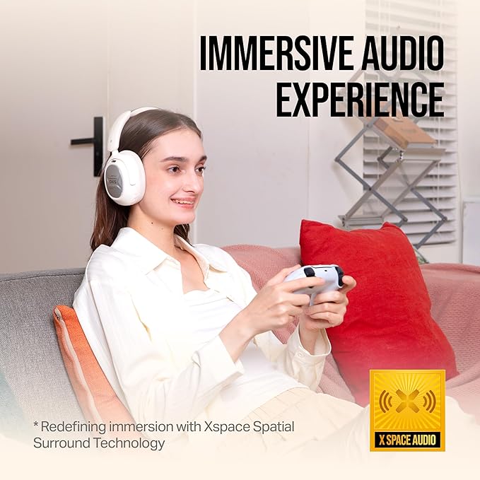 OXS Storm A2 Wireless Gaming Headset, Active Noise Cancellation, Over Ear Headphone with Mic, Bluetooth 5.4 & 2.4GHz Low Latency, Dual EQ Modes, 70H Playtime, for PC, Switch, PS4, PS5, Mobile, White