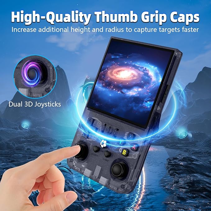 R36MAX Retro Handheld Game Console, 4.0 Inch IPS Screen Retro Gaming Console,Linux System, 4000mAh Battery Portable Pocket Mini Arcade, Built-in 128G, Lead Gray