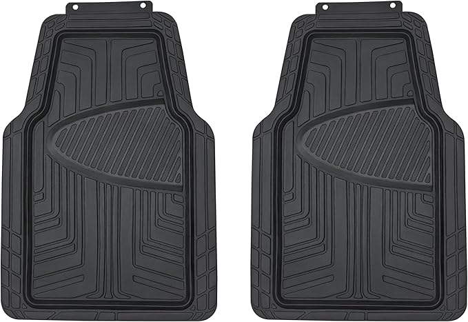 Amazon Basics 4-Piece Premium Rubber Floor Mat for Cars, SUVs and Trucks, All Weather Protection, Universal Trim to Fit, Black