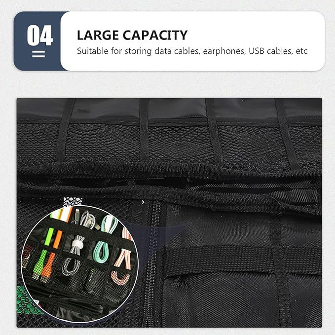 COHEALI Multipurpose Data Cable Bag with Zipper Electronics Storage Pouch for USB Cables Earphones Power Adapters Travel Tech Accessories Organizer