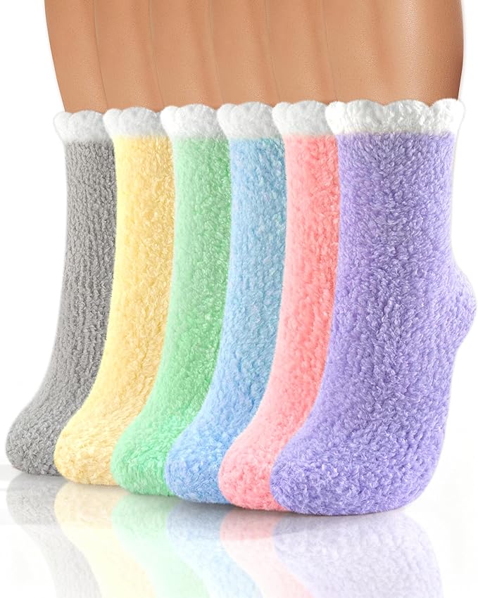 TEHOOK Warm & Cozy Gifts for Women, Stocking Stuufers, Fluffy Fuzzy Plush Sleeping Slipper Socks - Soft Warm Fabric