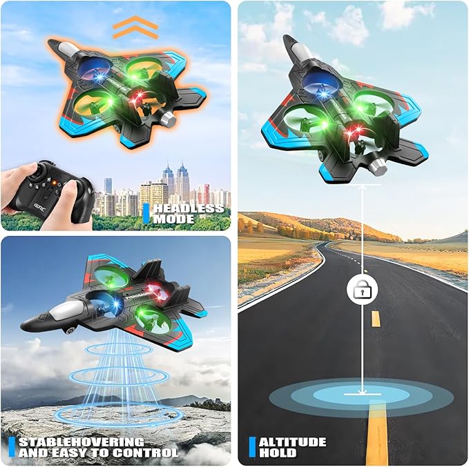 4DRC V32 Foam Remote Control Airplanes RC Planes for Kids Adults, RC Airplane Fighter Jet with Light, 360° Flip Fighter Jet Toys, Stunt Roll, Airplane Toy Gifts for Kids Boys
