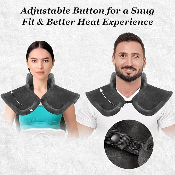 Heating Pad for Neck Shoulder and Back, Valentines Day Gifts for Her Him, Birthday Gift for Women Men Mom, Deeper Pain Relief,Large Weighted Heat Pad, FSA Eligible HSA Approved, ETL Certified, Gray