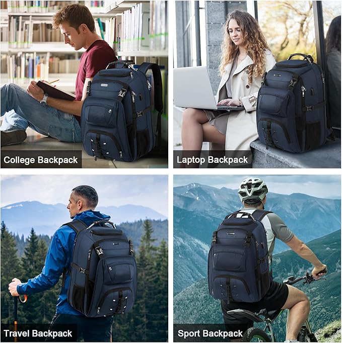 TSA Friendly Travel Laptop Backpack 18.4 inch XXXL Gaming Backpack Water-Repellent College Daypack Business Backpack with RFID Pockets & USB Port for Men