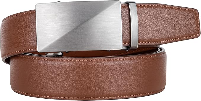 Zitahli Belt Men, Ratchet Belt Dress with 1 3/8" Premium Leather,Slide Belt with Easier Adjustable Automatic Buckle