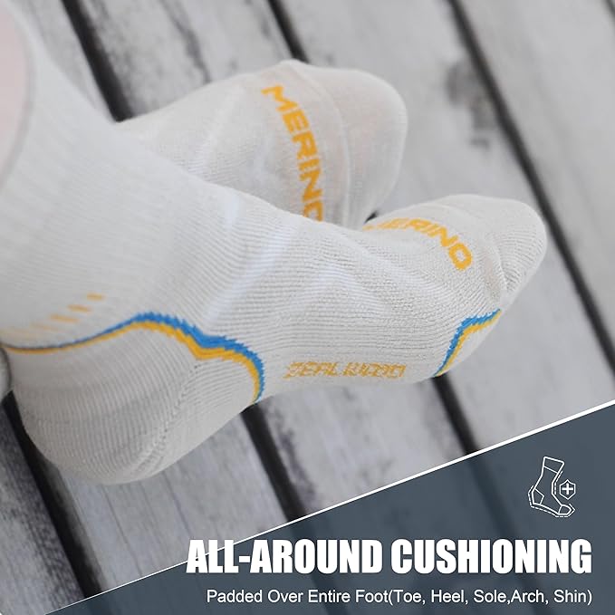 ZEAL WOOD Merino Wool Hiking Crew Socks for Men Women Comfort Full Cushion Moisture Wicking for Camping Trekking Work Outdoor