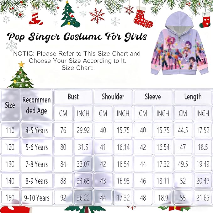Ecocomfy Pop Singer Costume for Girls, 3D Printed Hooded Sweatshirt, Kids Casual Novelty Hoody Long Sleeve Zipper Jacket