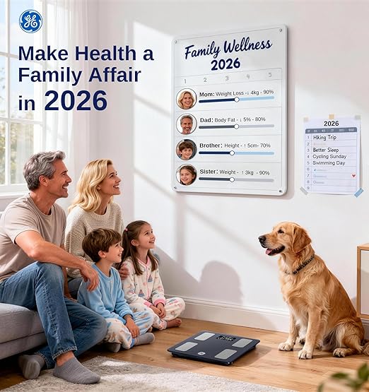 GE Smart Scale for Body Weight and Fat, Digital Bathroom Scales with LED Display BMI Body Fat - Bluetooth 13 Body Composition Monitor for Muscle Mass People with App, Accurate 400lb Weighing