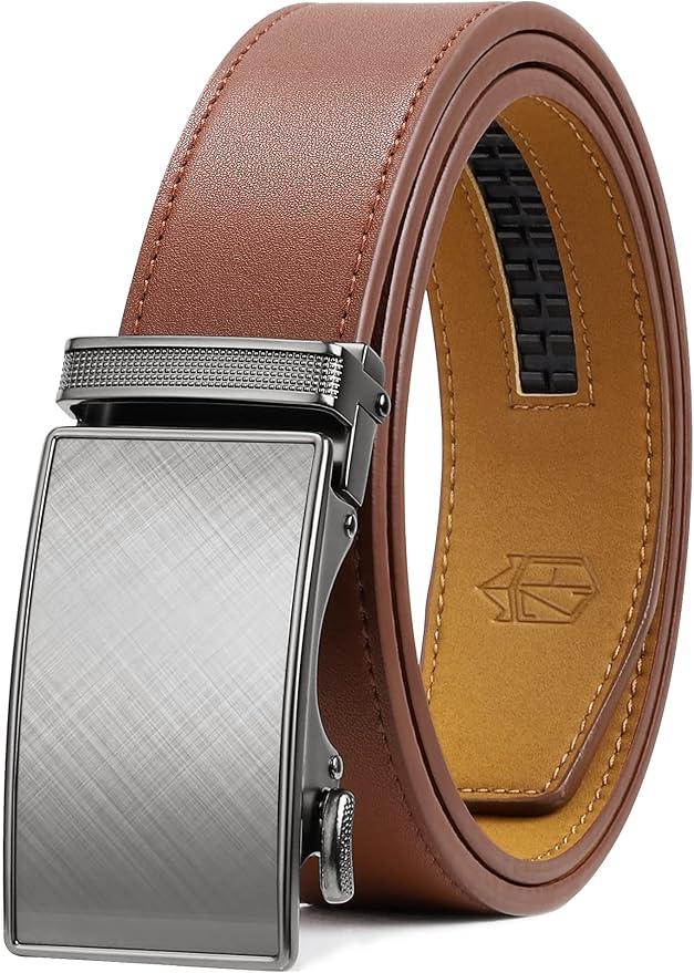 Zitahli Belt Men, Ratchet Belt Dress with 1 3/8" Premium Leather,Slide Belt with Easier Adjustable Automatic Buckle
