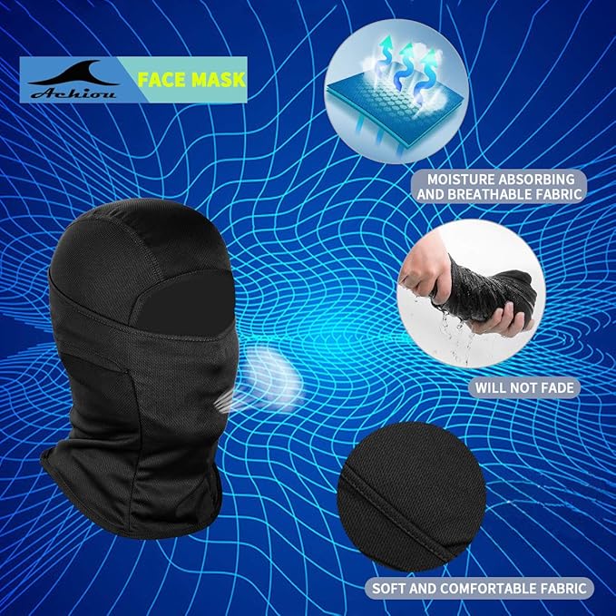 Achiou Ski Mask for Men Women, Balaclava Face Cover, Shiesty Mask UV Protector Lightweight for Motorcycle Snowboard