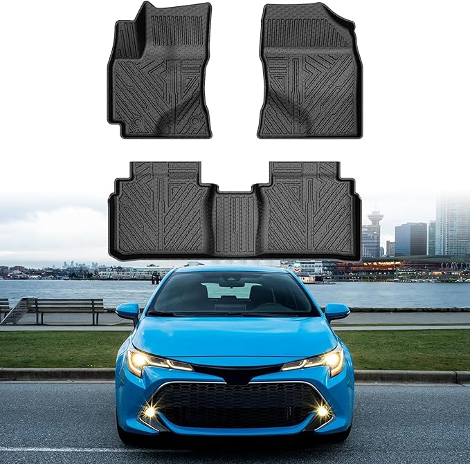 Mixsuper Liner Floor Mats for Toyota Corolla 2014-2019, All Weather Floor Liners for Corolla Accessories Durable 1st and 2nd Row Set Black