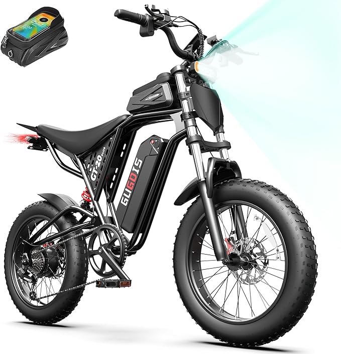 Electric Bike for Adults, 16"/20" Fat Tire Dirt EBike, Peak 1200W/1500W Motor, 48V Removable Battery, Up to 31/34MPH & 80 Miles, Dual Disc Brakes, 7-Speed Gear, Off-Road & City Commuting