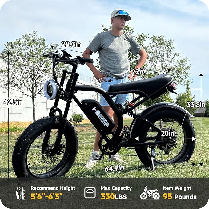 Electric Dirt Bike for Adults - Peak 1500W/3000W Electric Bikes, 28-40MPH, 48V/52V 15.6Ah/25Ah/40Ah, 70-120 Mile(PAS Mode), 16/20 Inch All-Terrain Fat Tire Electric Motorcycle