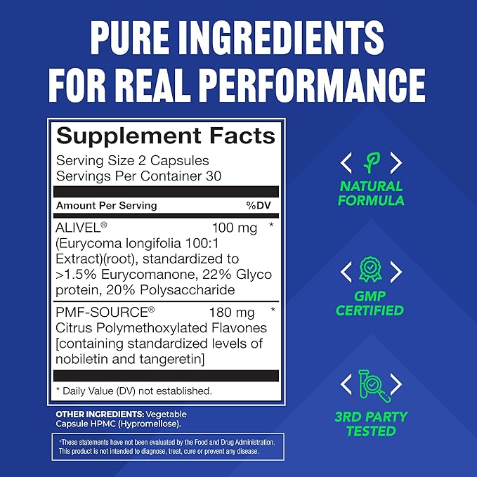 Alpha Boost – Natural Free Testosterone Support, Energy, Stamina, Endurance & Vitality for Men & Women, Multivitamin for Healthy Aging & Performance & Utilizes VESIsorb® (60 Ct)