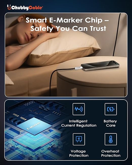 chubbycable Chubby 2.0 USB C 120W Fast Charging Cable Silicone Soft Durable USB C Cable Extra Thick Charger Cord Compatible with iPhone 17-15 Series iPad, Black, USB-A to Type-C, 6.6FT