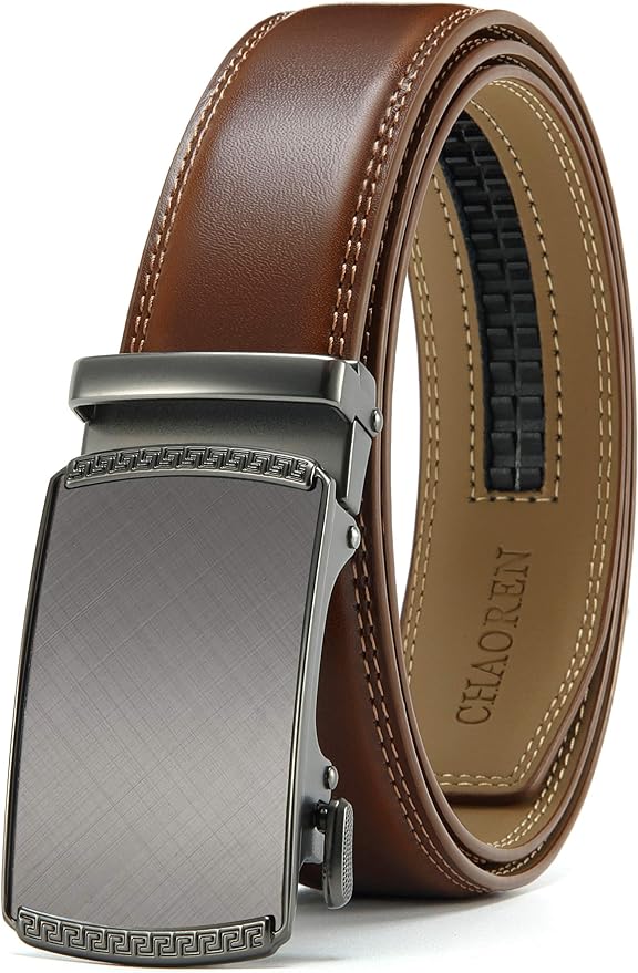 CHAOREN Mens Belt Leather Ratchet Belt - Customizable Fit, Effortless Style (35mm)