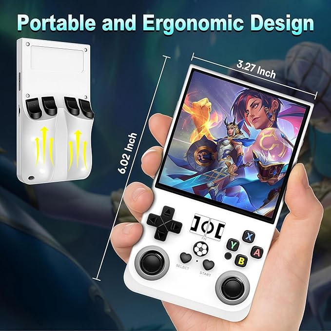 R36MAX Retro Handheld Game Console with Gift Card & Premium Bag, 4.0 Inch IPS Screen, 21,000+ Classic Game, Portable Linux System, 4000mAh Battery Retro Gaming Console (White Set)