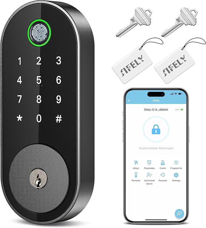 Fingerprint Smart Deadbolt with Keypad – Keyless Entry Lock for Home, Apartment, Office, Airbnb, Rental, Kids & Seniors, App & Code Access, Auto-Lock, Easy DIY Install, Compatible with Alexa & Google