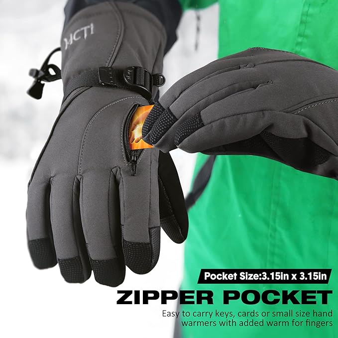 MCTi Waterproof Mens Ski Gloves Winter Warm 3M Thinsulate Snowboard Snowmobile Cold Weather Gloves