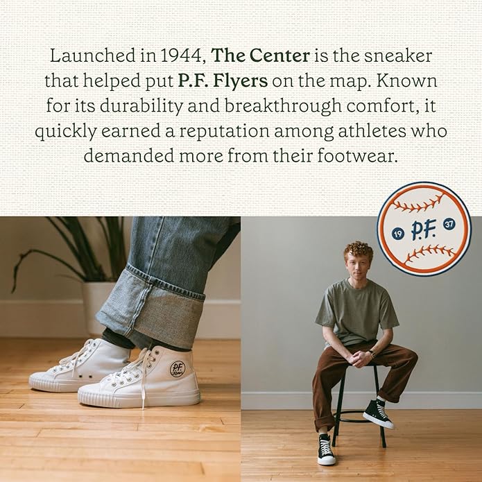PF Flyers Center High Top Sneakers for Men and Women, Original Canvas Hi-Top Athletic Shoe, Unisex