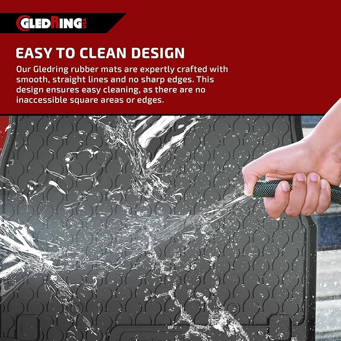 GledringUSA Custom Fit Rubber Mats Combo Pack Intended for Land Rover Range Rover Evoque (L538) 2012-2018, No Trimming Required, All-Weather, Protects from Rain, Mud, & Snow