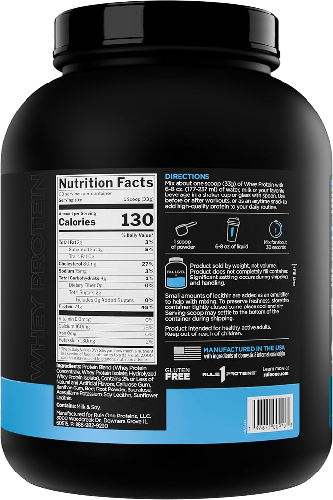 Rule 1 Whey Protein – 24g Fast-Acting Protein from All-Whey Sources with Naturally Occurring EAAs & BCAAs for Workout Recovery or Anytime Use (5 Pounds*, Fruity Cereal)
