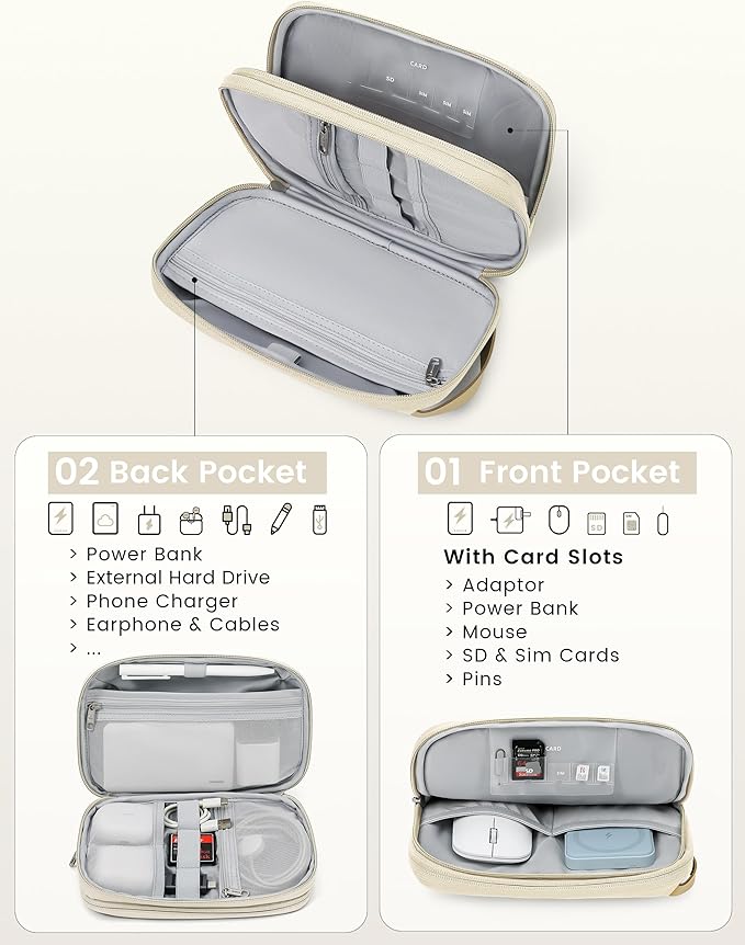 Travelkin Travel Cord Organizer, Electronic Organizer Travel Case, Cable Organizer Bag For Cords,Chargers Phone, Sd Card,Usbs