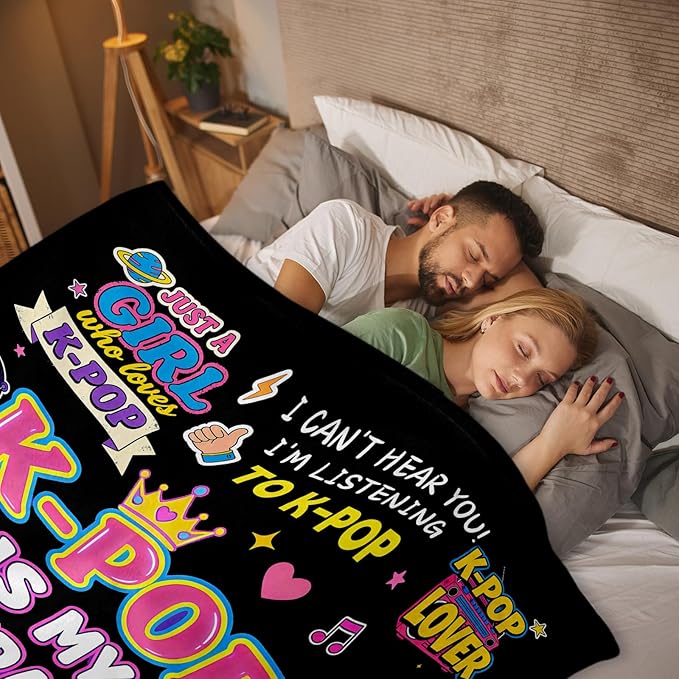 Kpop Blanket Gifts for K-Pop Fans - Super Soft Flannel Kpop Blankets for Girls Teen Fans Bedding Couch Sofa - Korean Kpop Merch Fandom Throw for Idol Lovers Dorm Decor Christmas (Style 04, 60 X 80)